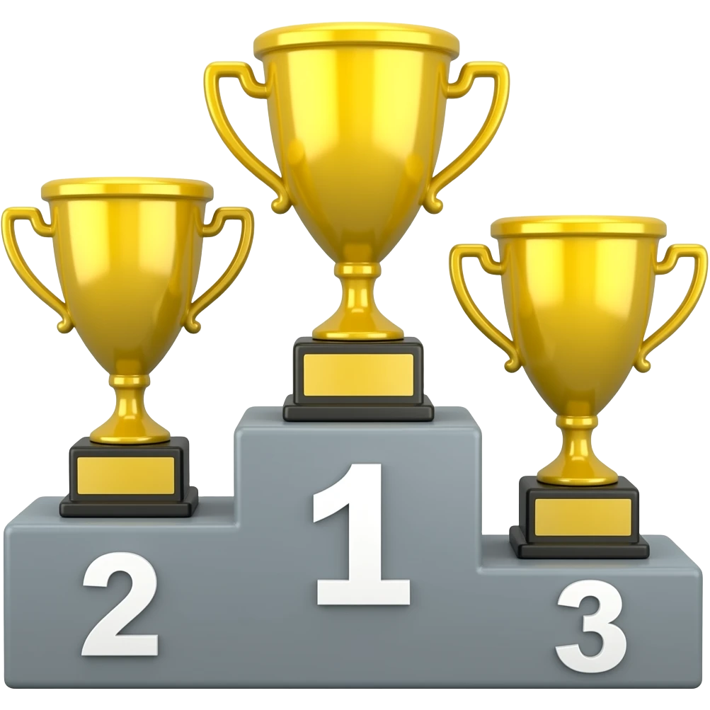 three steps sport pedestal. 1st place, 2nd place and 3rd place emoji