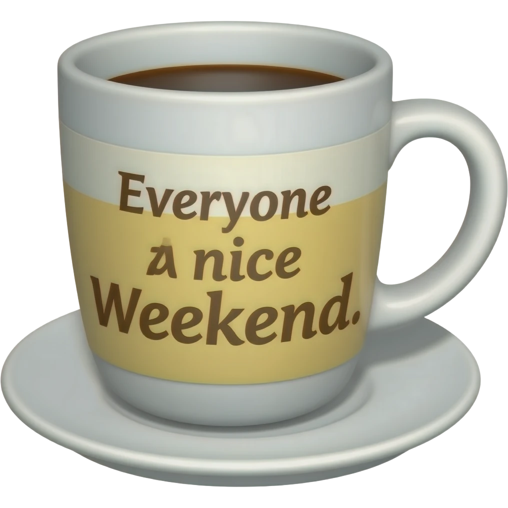 eine Kaffee Tasse mit Kaffee und ein schönes Wochenende wünsche ich euch allen  Text emoji