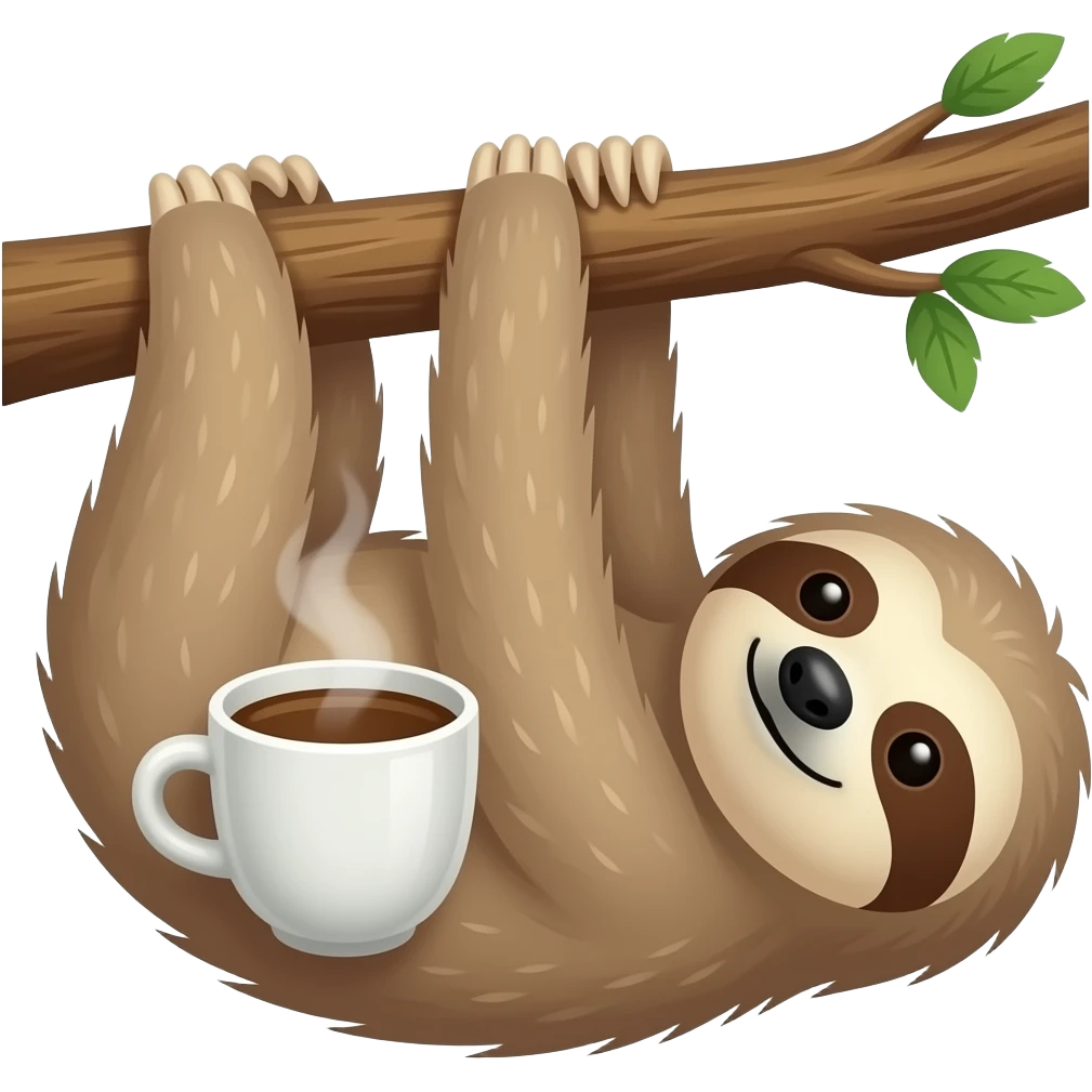 hanging sloth tree coffee emoji