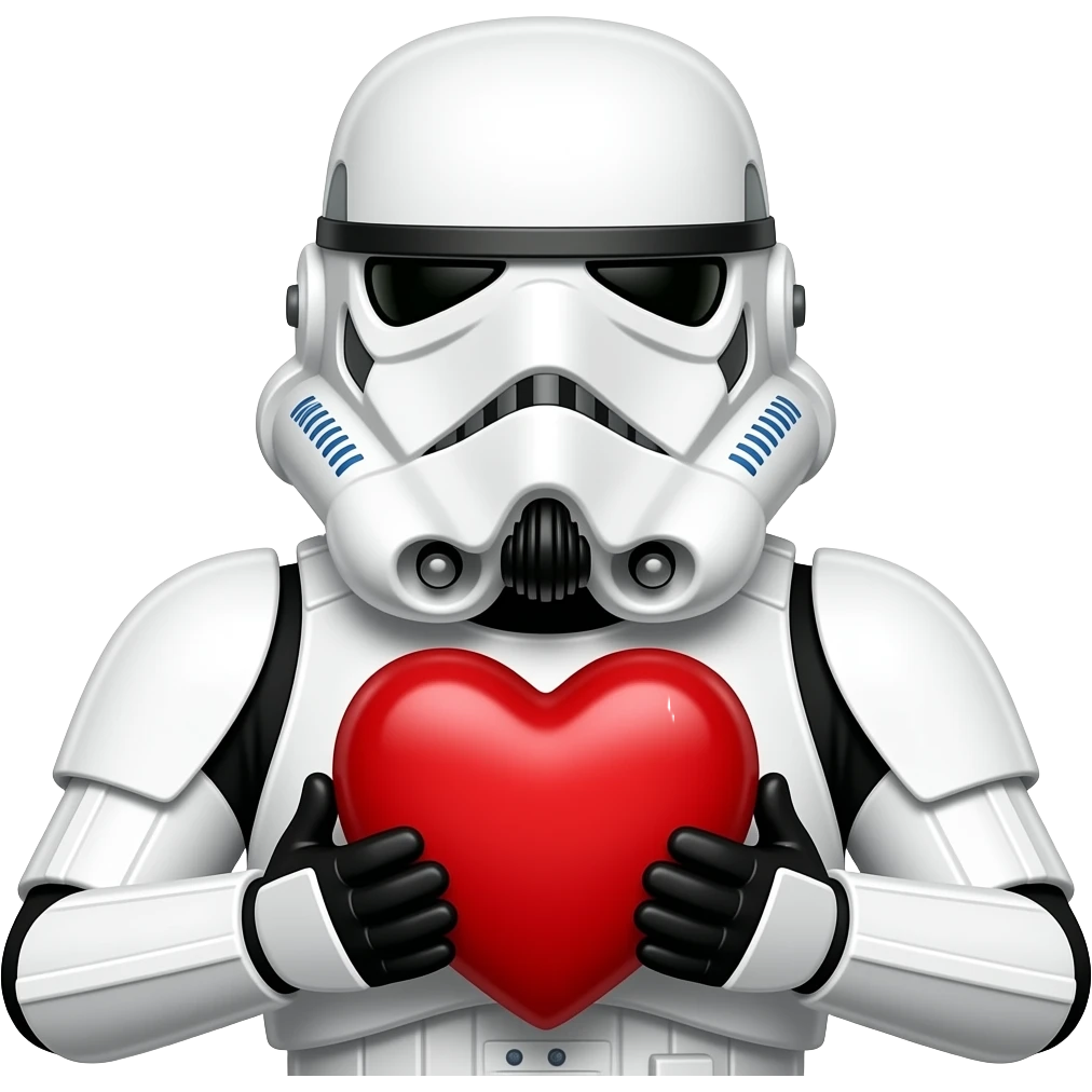 Storm trooper holding a heart emoji