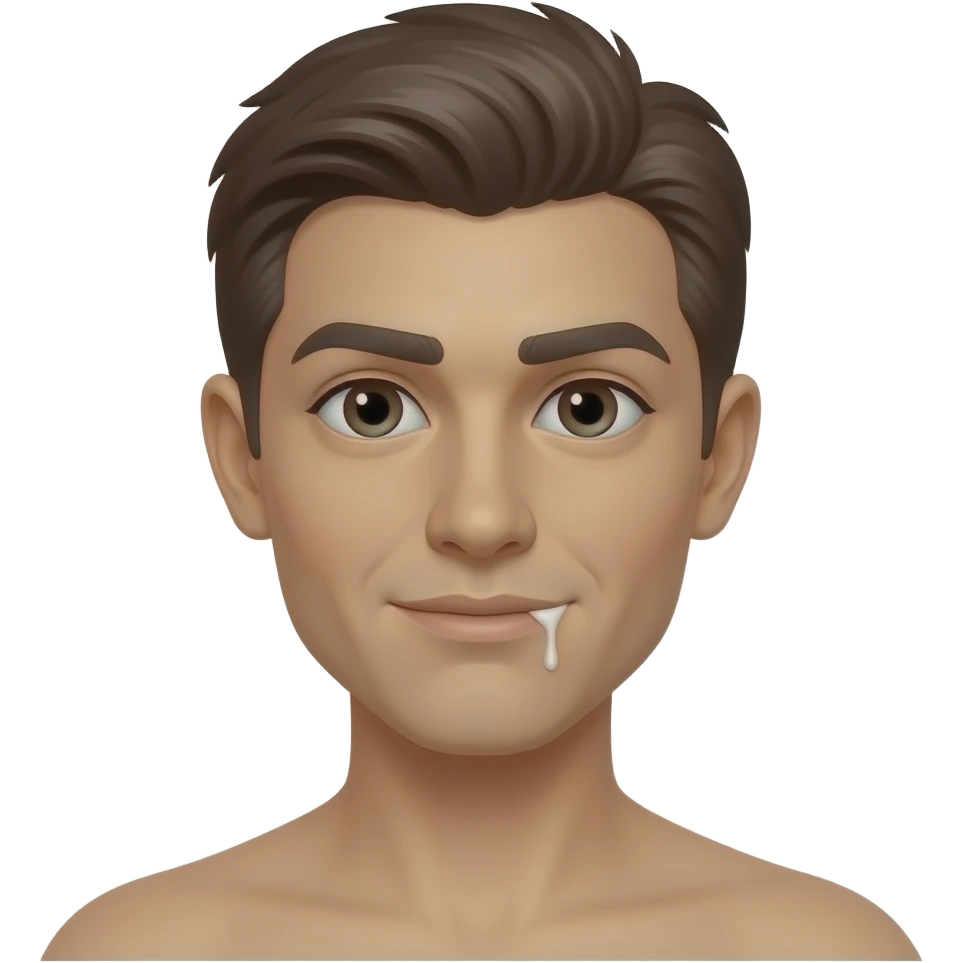 Dripping white juice between brown leg emoji