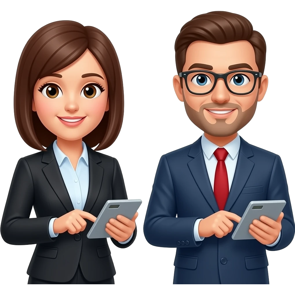 personas de aux contable con una contable con calculadoras emoji