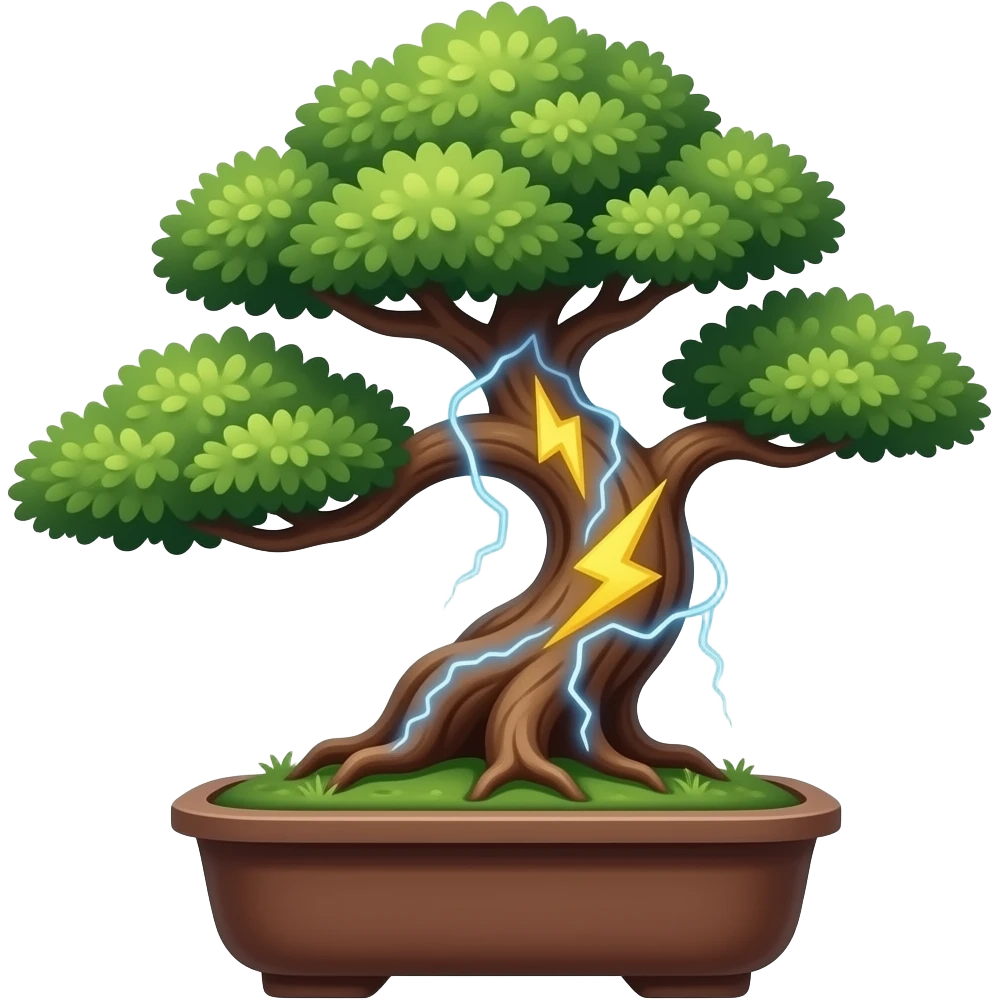 a bonzai tree struck by lightning emoji