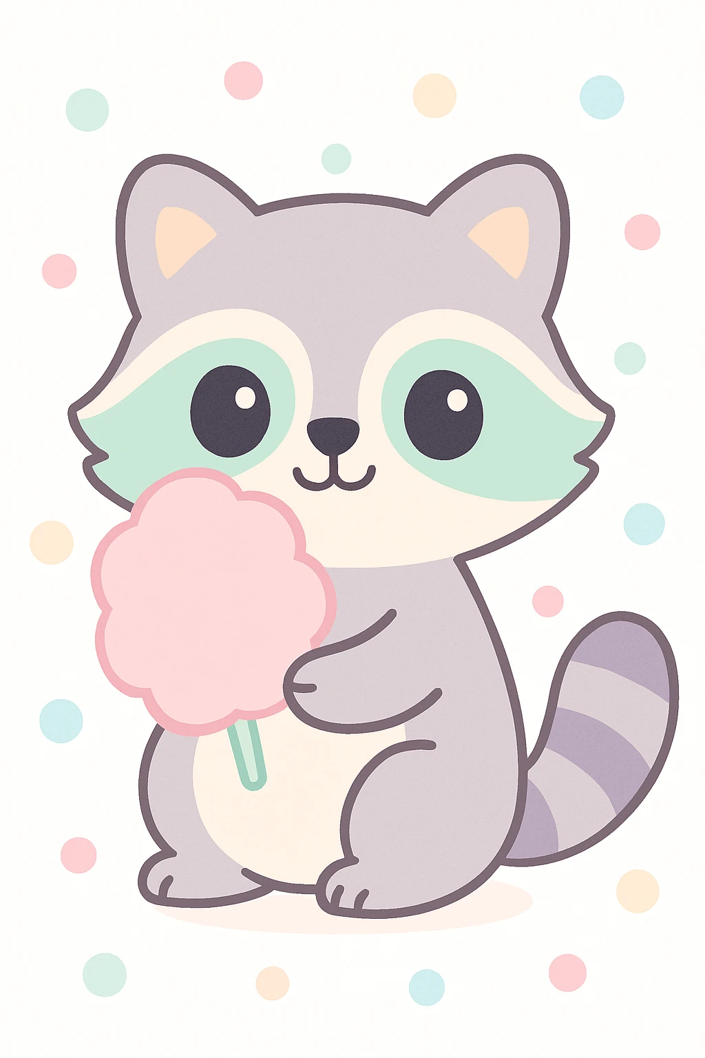 raccoon eating cotton candy emoji