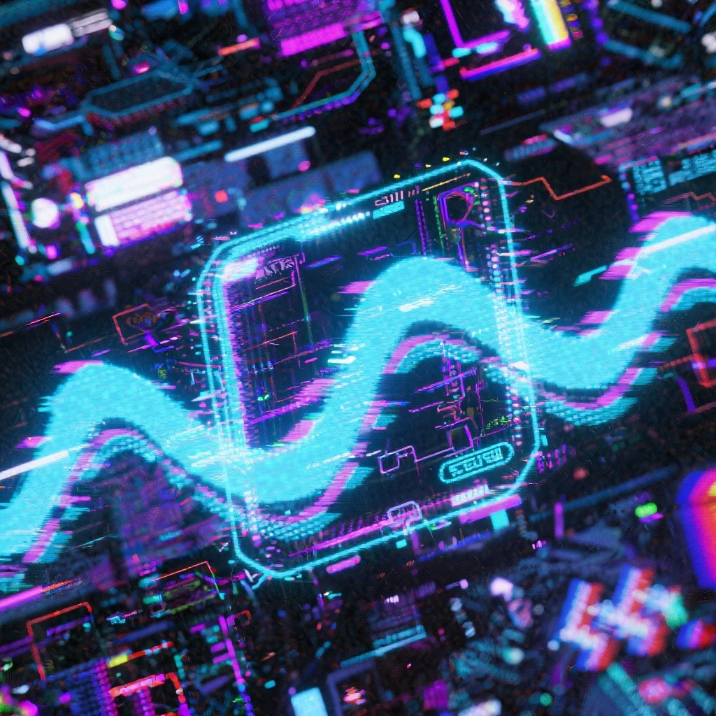 cyberwave glitch digital microscanner projection of these images but featuring no people, cyber hologram, abstract, experimental glitchy brutalist graphicwave,  style of anime - showing localized personal unit motion tracker activation emoji