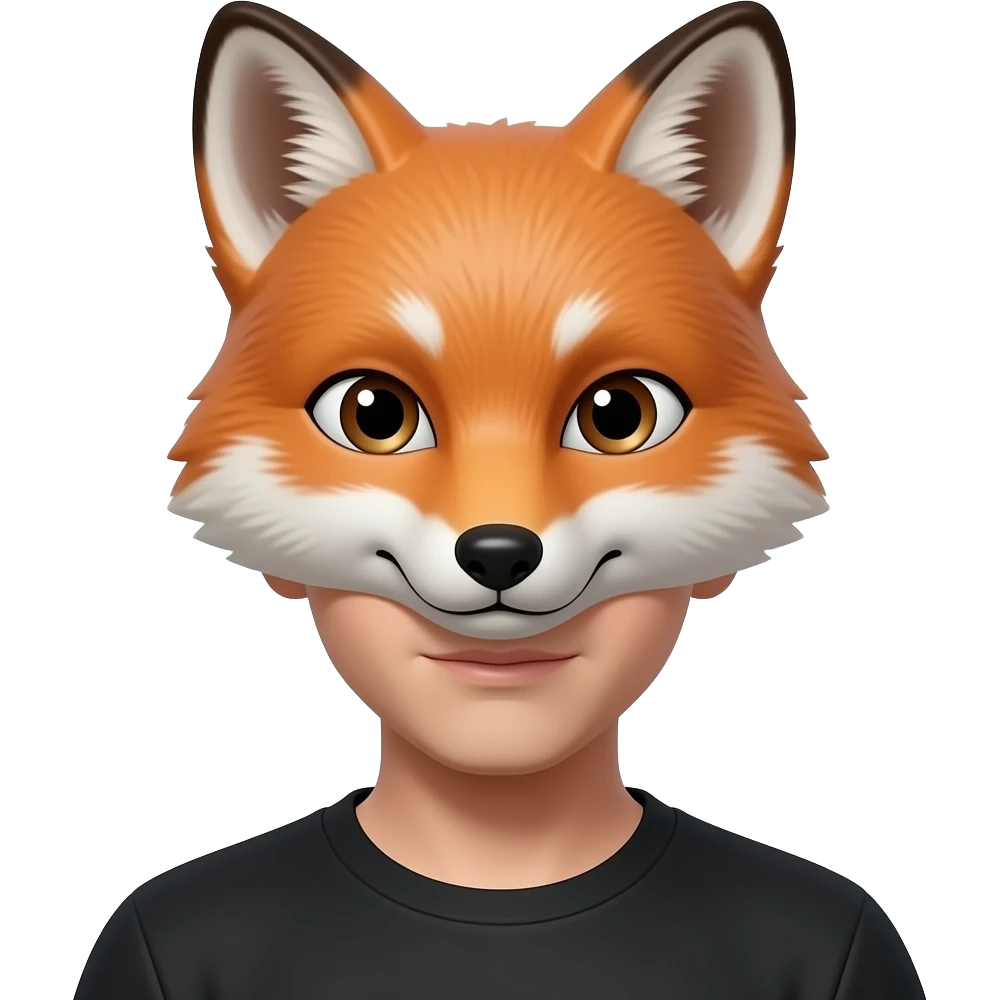 una persona con una mascara de zorro y que se vea mas la cara y sea mas realista emoji