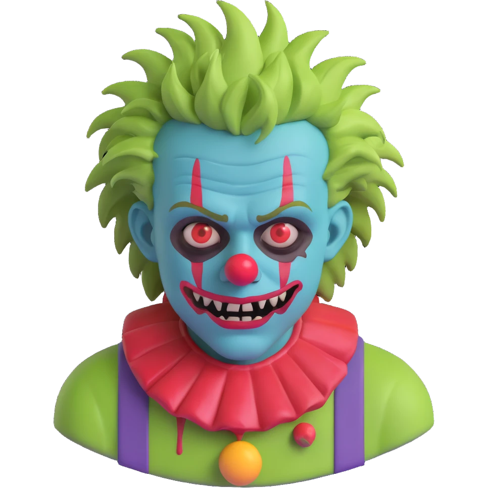 Menino Zumbi cabelo bagunçado, maquiagem de palhaço  emoji
