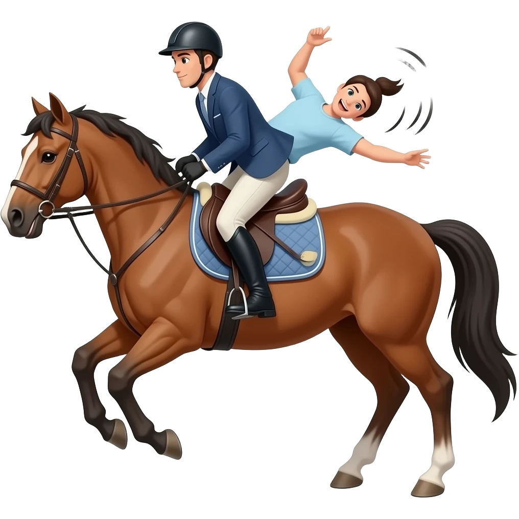 1 persona montando a caballo pero que se cae pero montado emoji