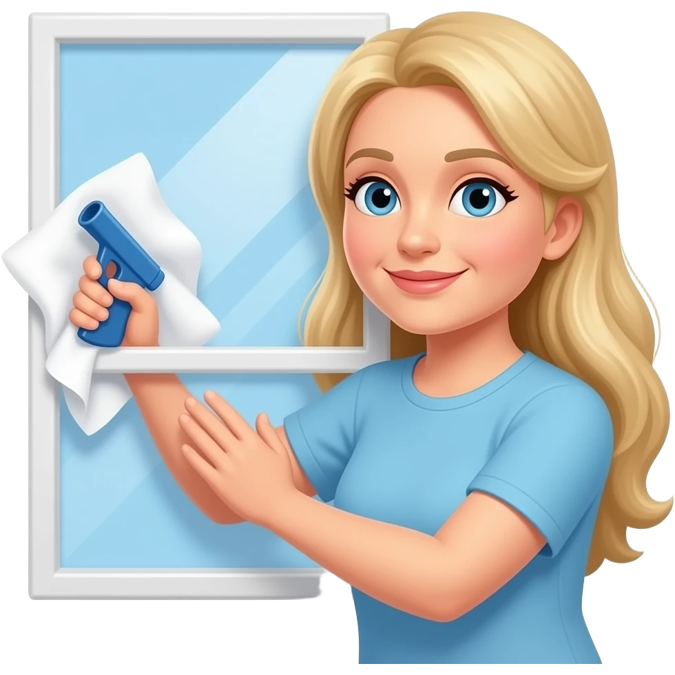50 year old long blonde hair woman cleaning windows emoji