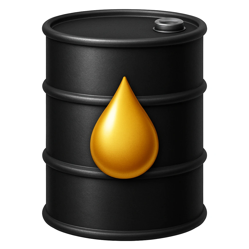 Сгенерируй мне в стиле детализированного емодзи черную бочку на которой нарисованна капля emoji