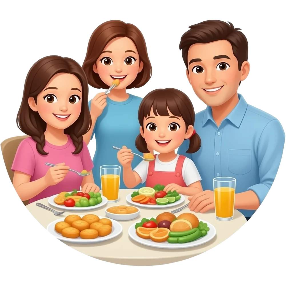 family eating round emoji