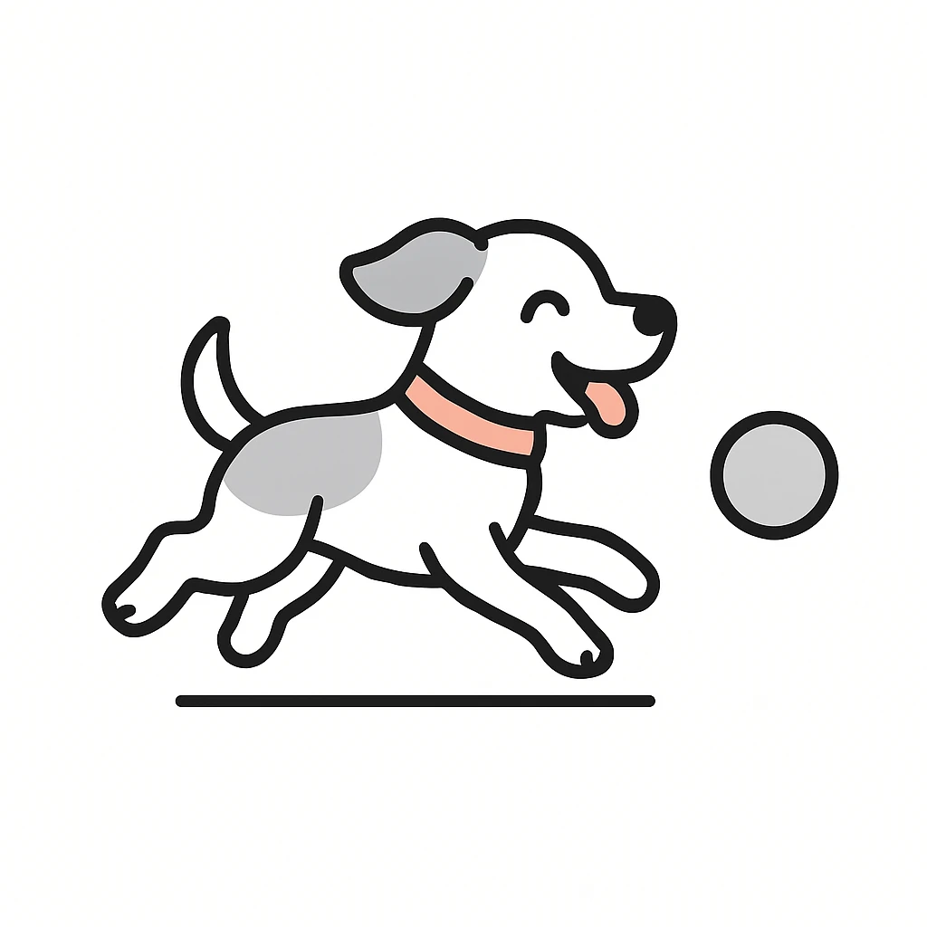 happy dog running after ball emoji