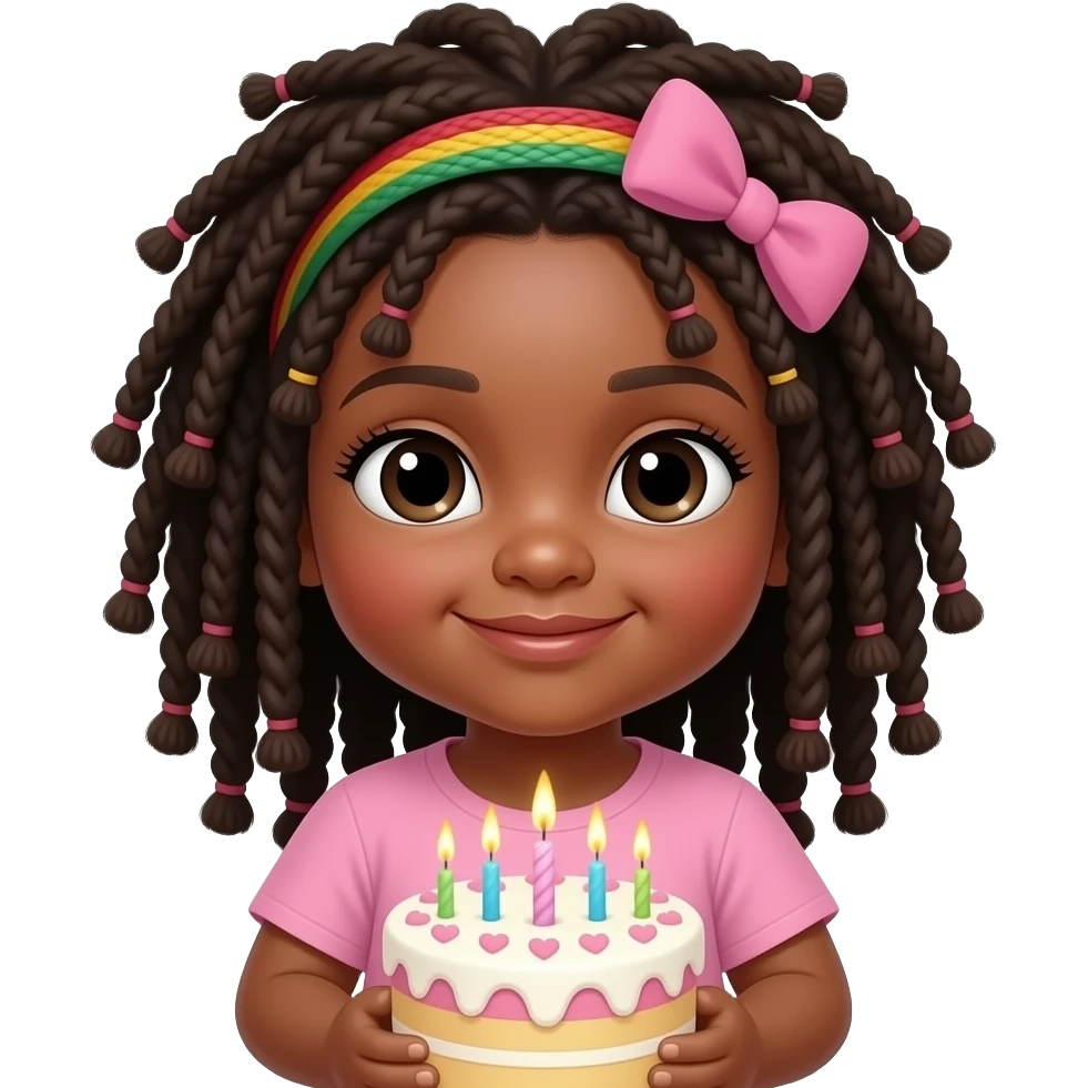 Rasta baby girl with birth cake emoji