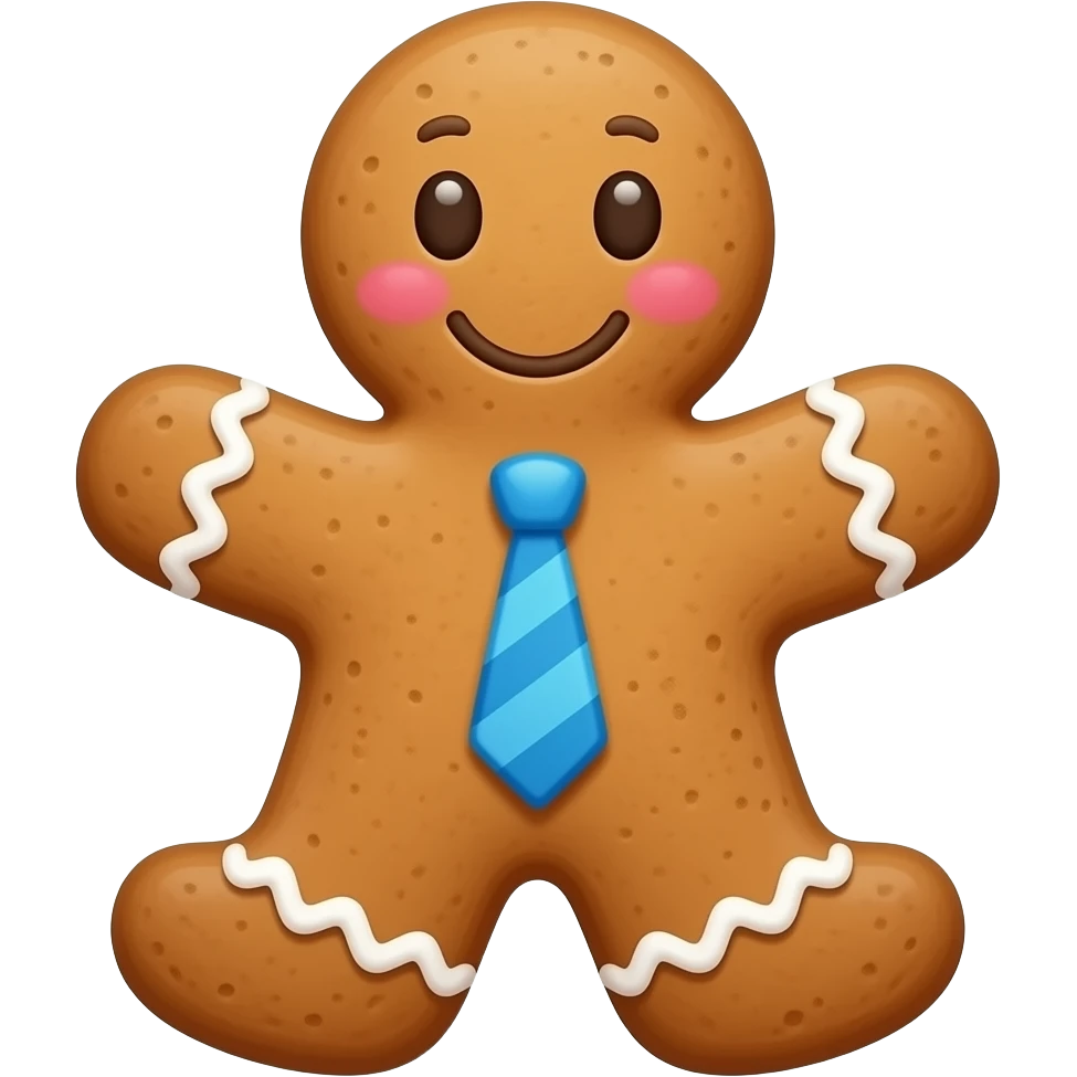ginger bread with blue tie emoji