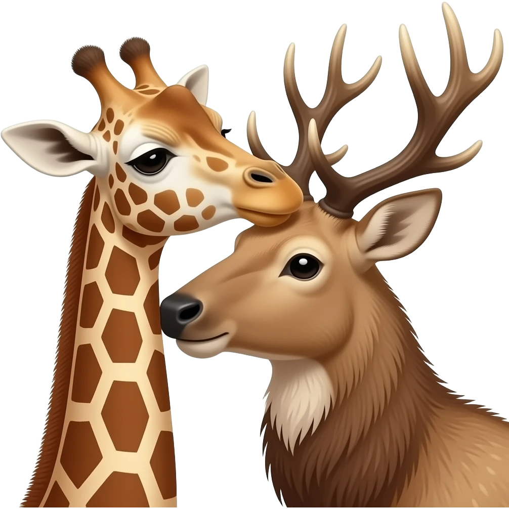 Giraffenkopf und Elchkopf umarmen sich emoji