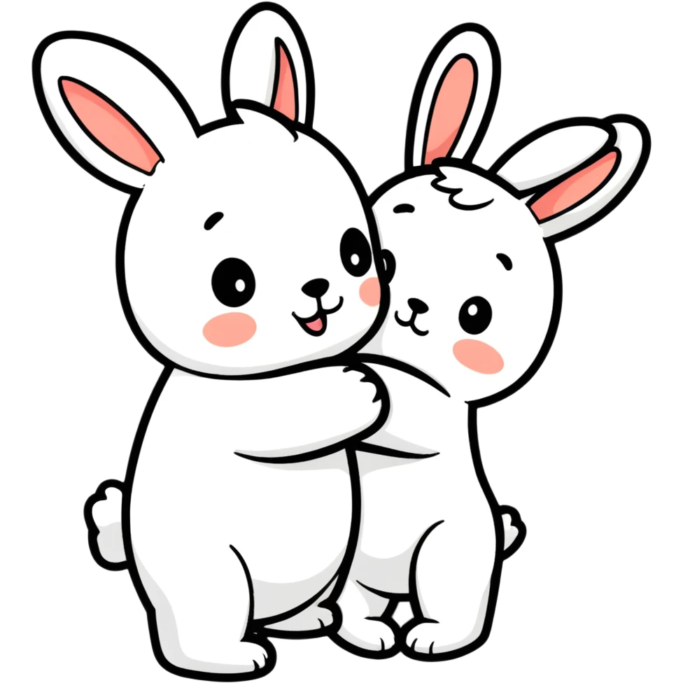 bunny kissing bear  emoji