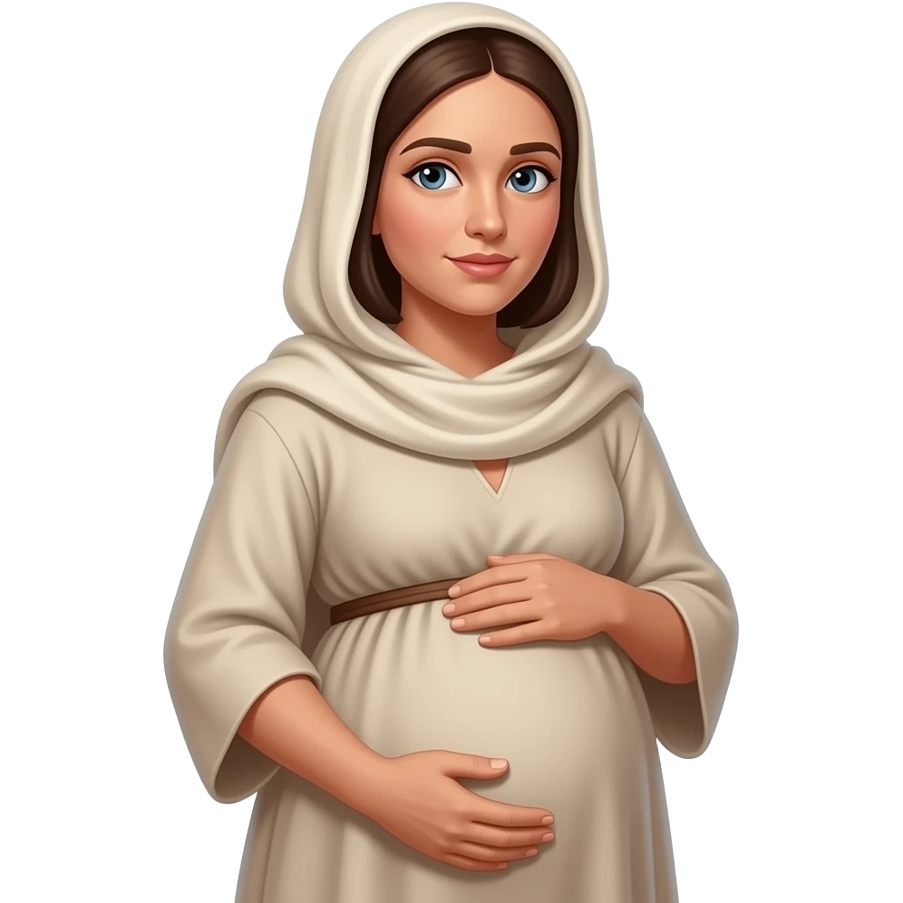 A poor Jewish women pregnant wearing clothing from biblical times emoji