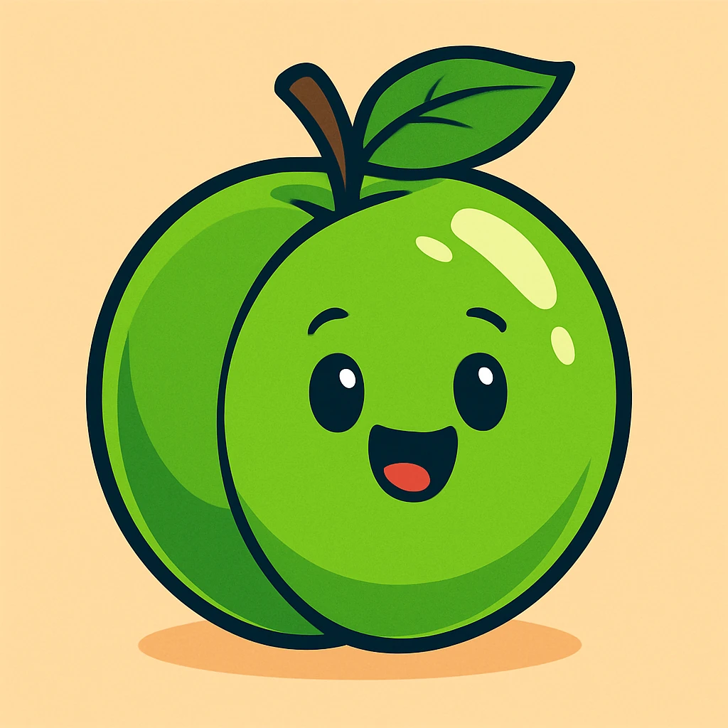 a green plum, cartoon style emoji