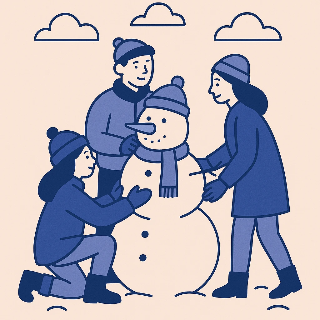 people making a snowman emoji