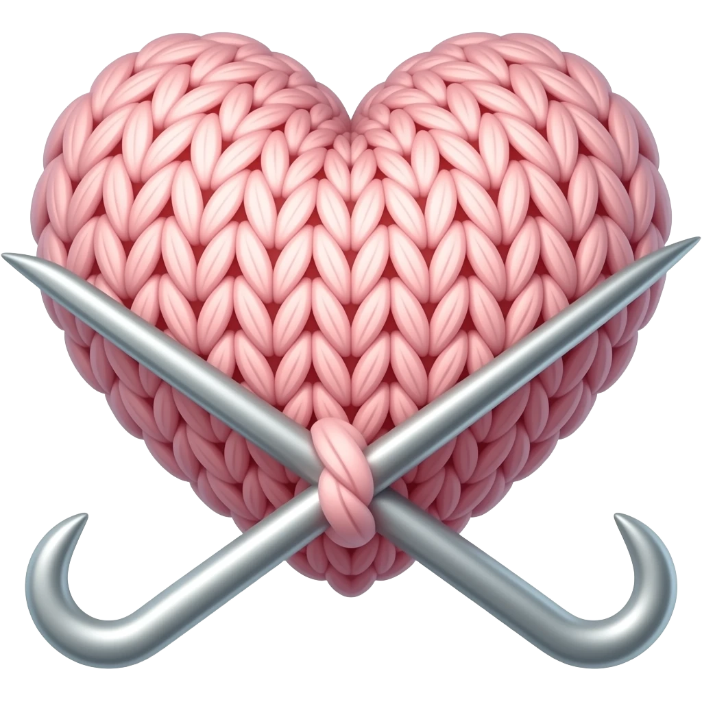 Сердечко, сложенное из двух крючков для вязания emoji