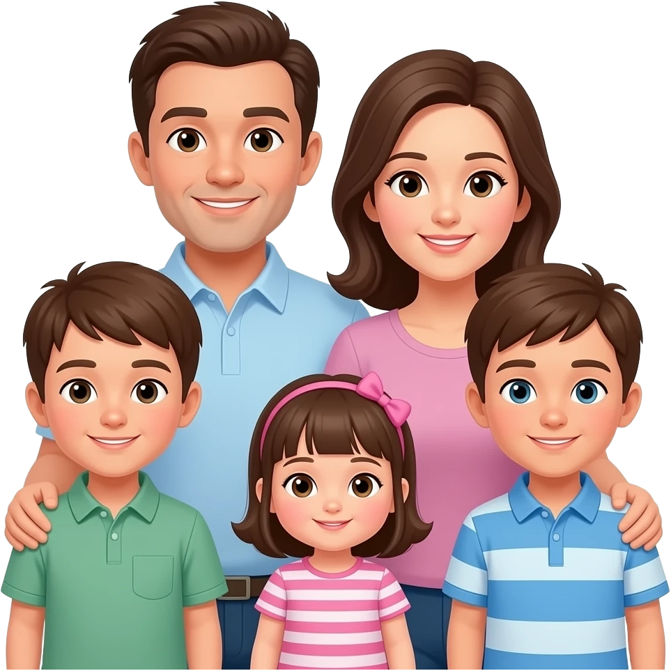 parents with two old boys and one girl baby emoji