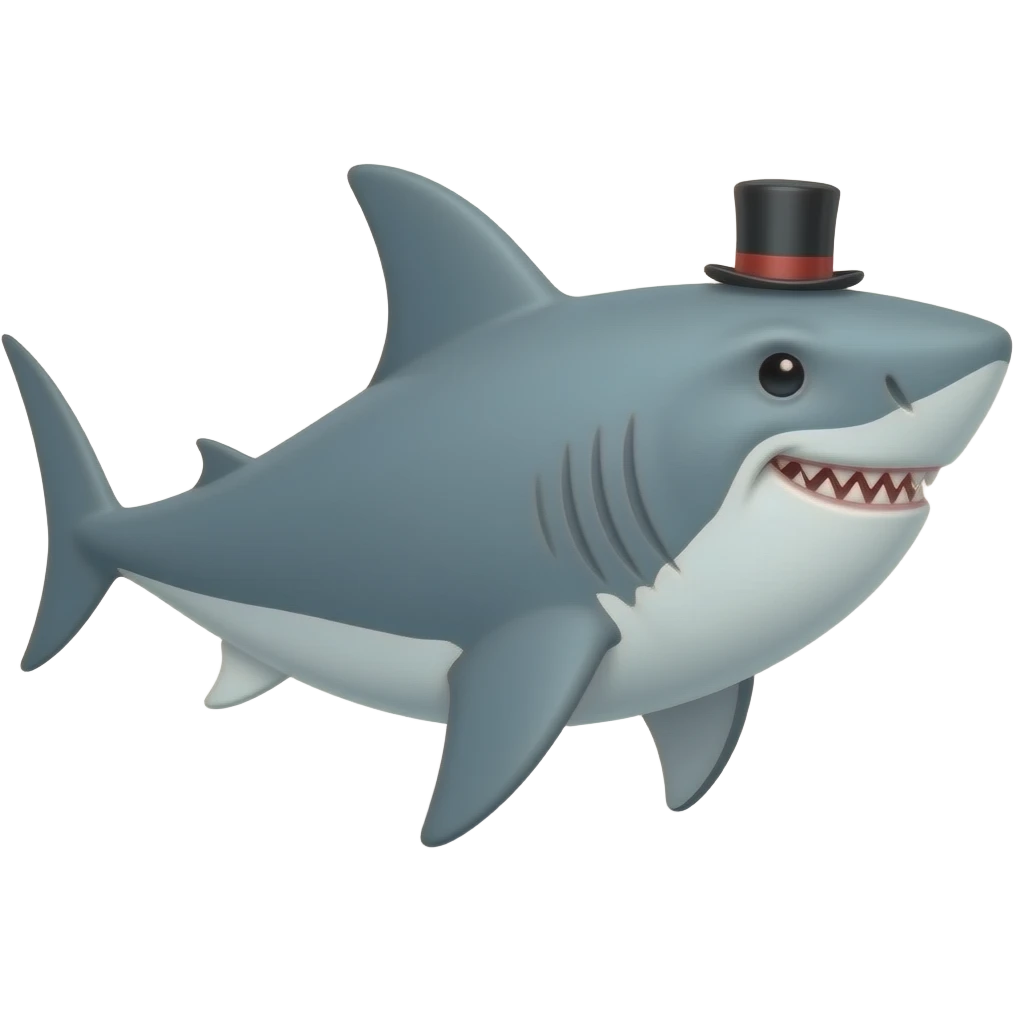 Shark with a top hat emoji