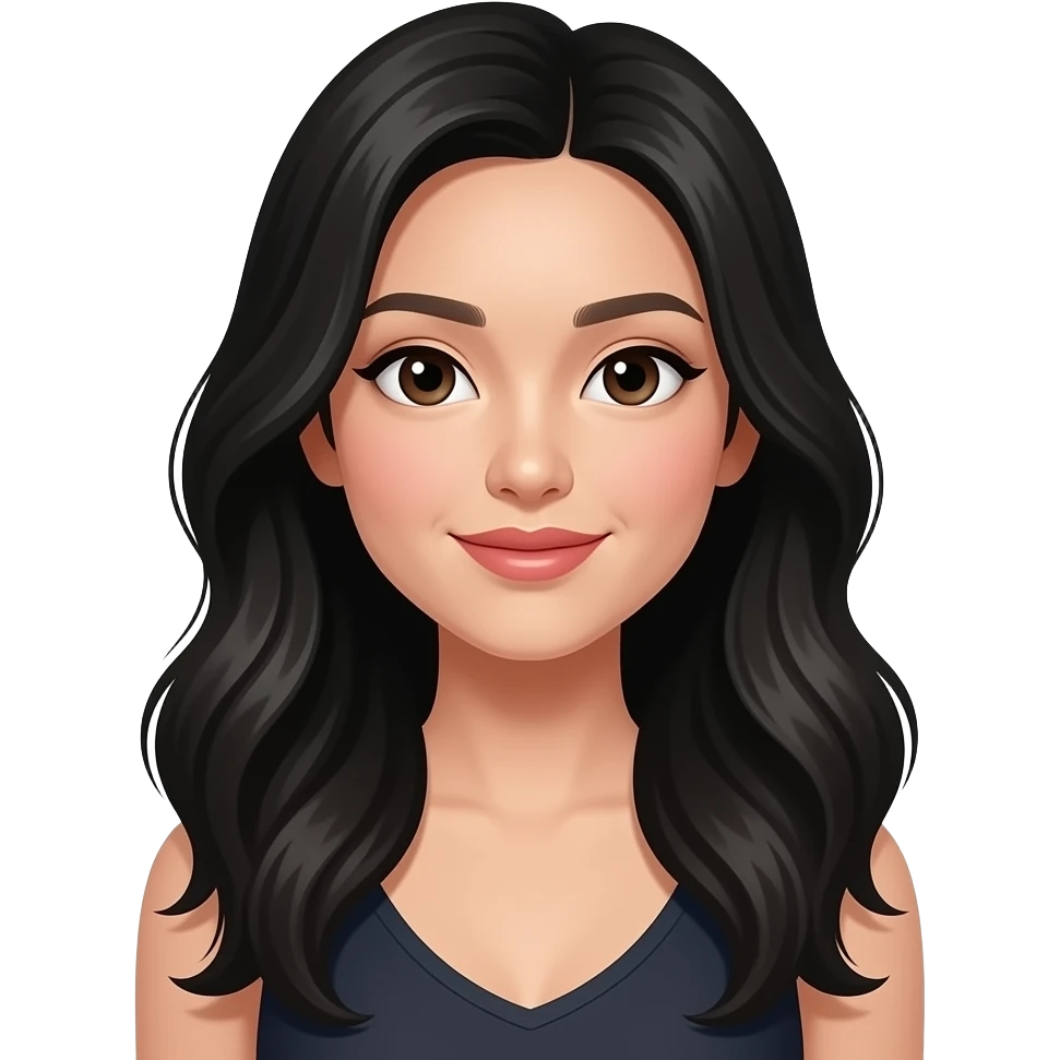 asian career beautiful girl black long wavy hair emoji