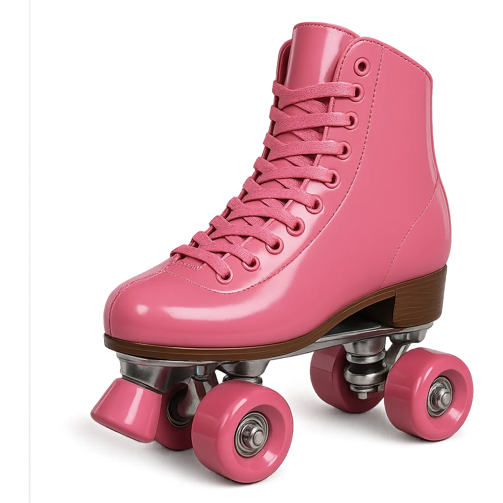 modern pink roller skate, glossy emoji