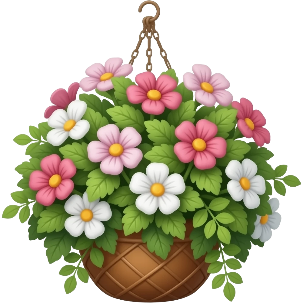 Black flower hanging basket emoji