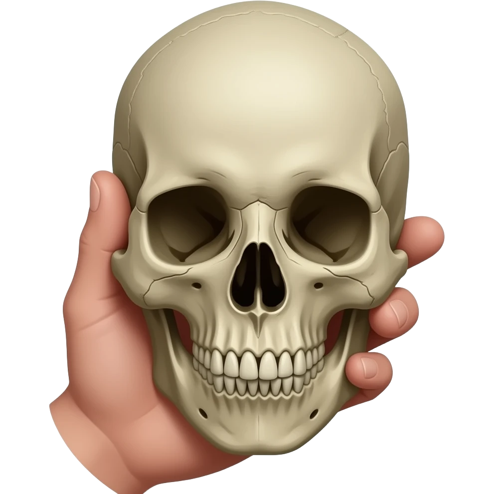 Elinde bir kuru kafa tutan lefty emoji