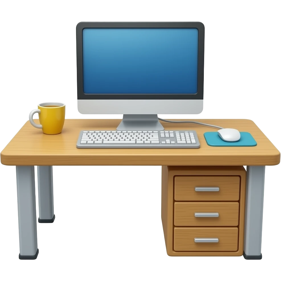 white computer set up on a desk emoji