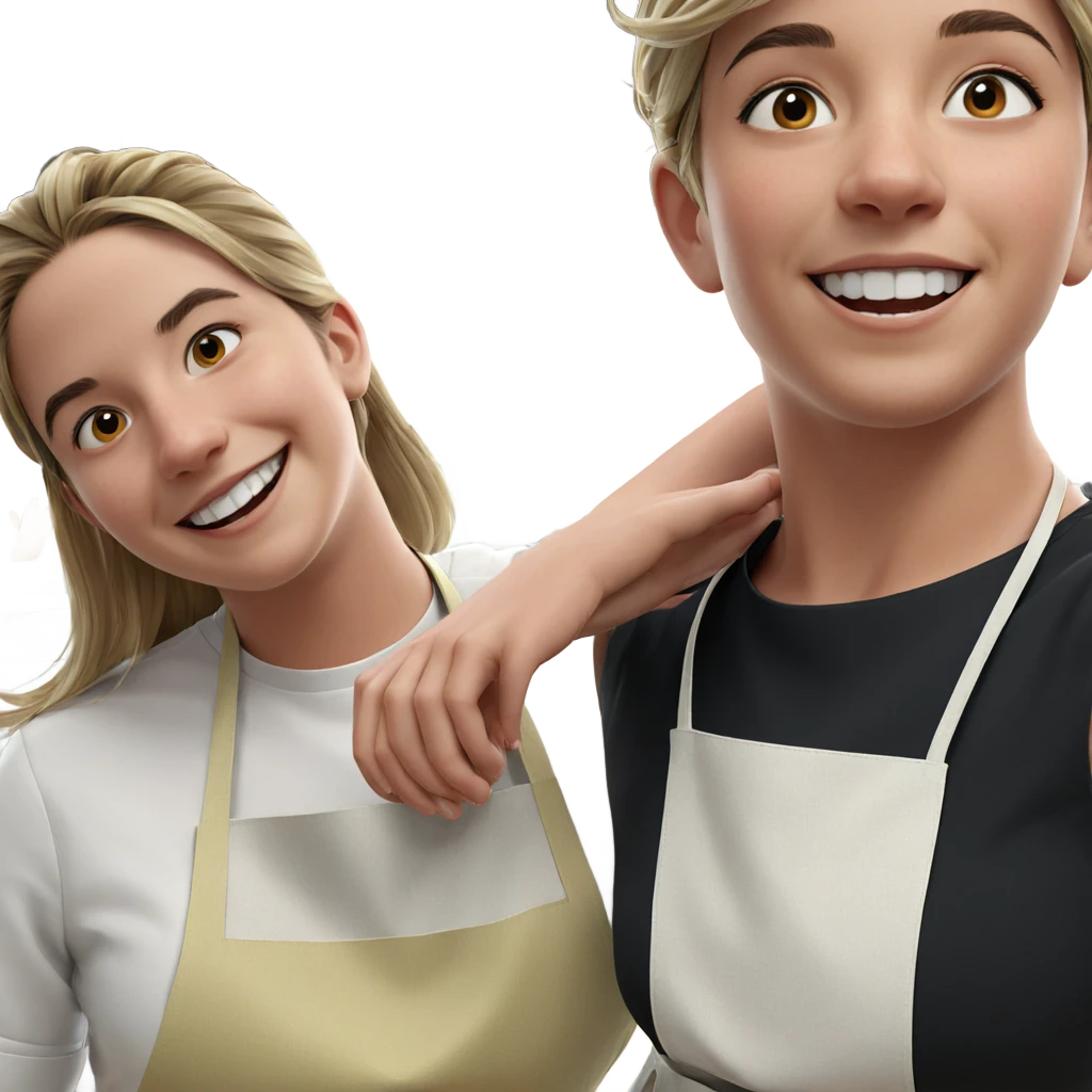 smiling girl in apron indoors emoji