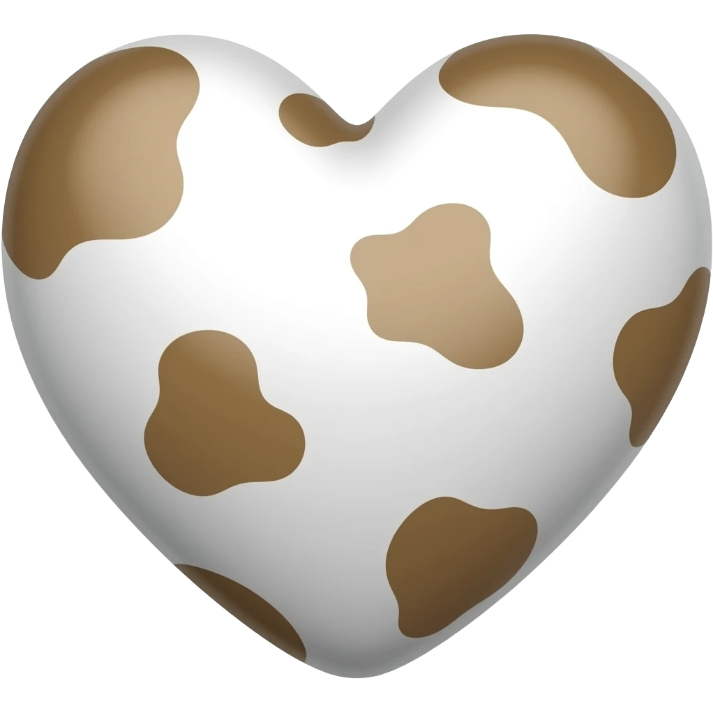 Corazón blanco realist con manchas café de vaca emoji