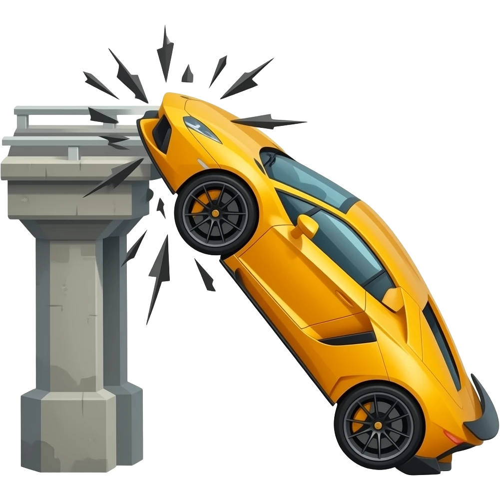 A Lamborghini crashing into a lowering emoji