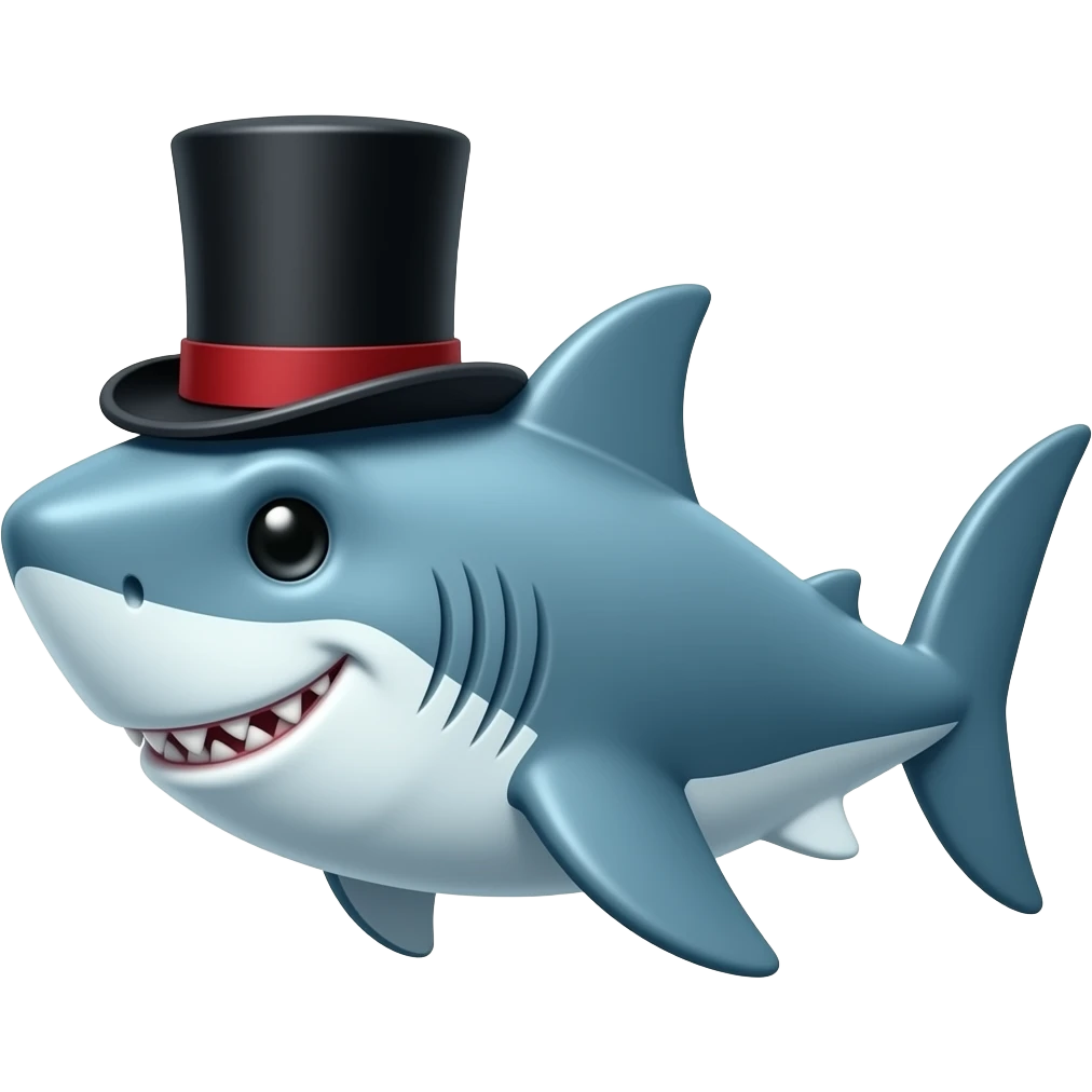 Shark with a top hat emoji