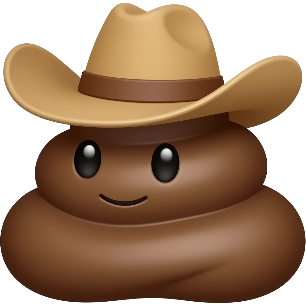 Cute 💩 with cowboy hat on Sideways emoji