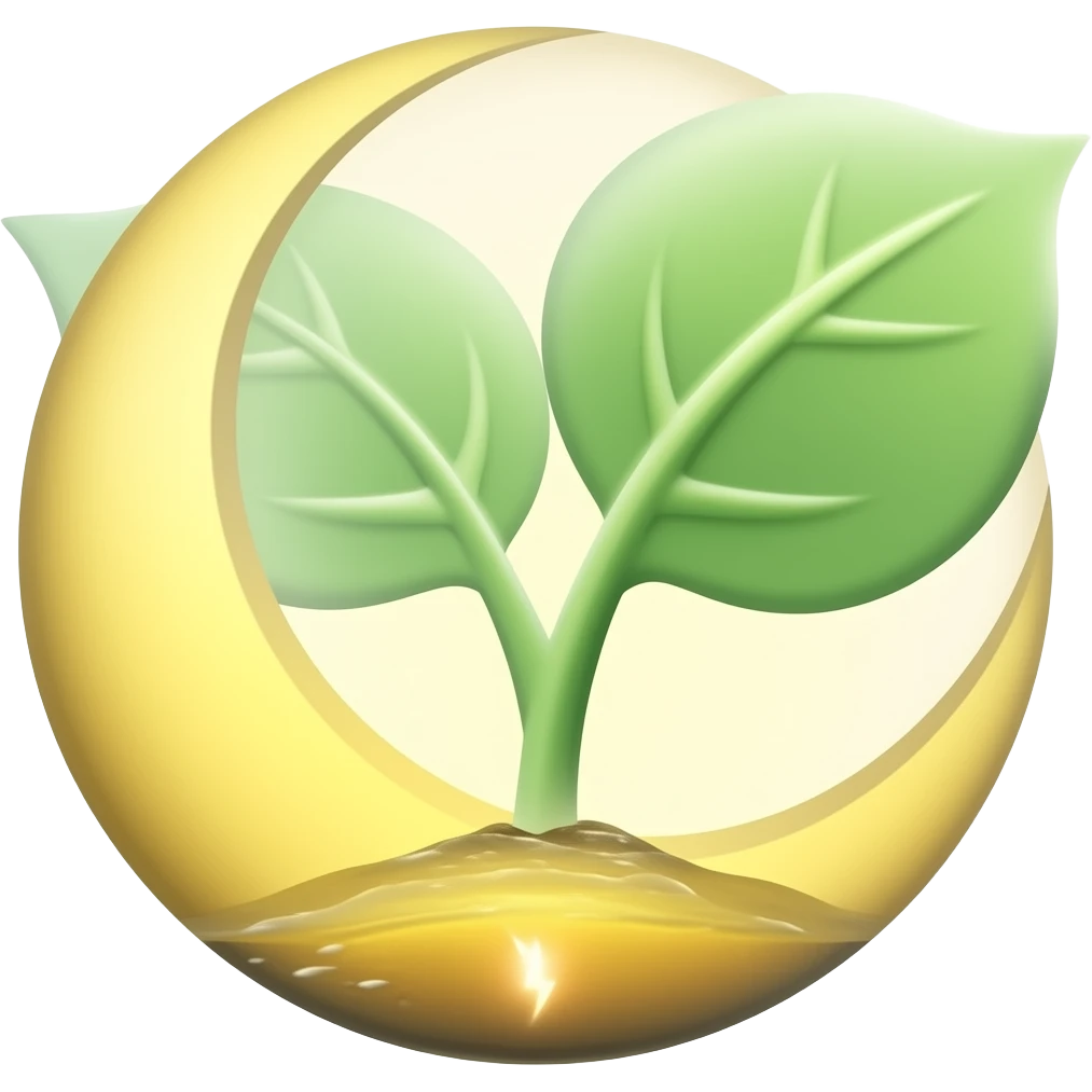 Spark Seed Symbol: Tiny glowing spark inside a crescent with sprouting leaves. Meaning: Creative or spiritual ignition. emoji