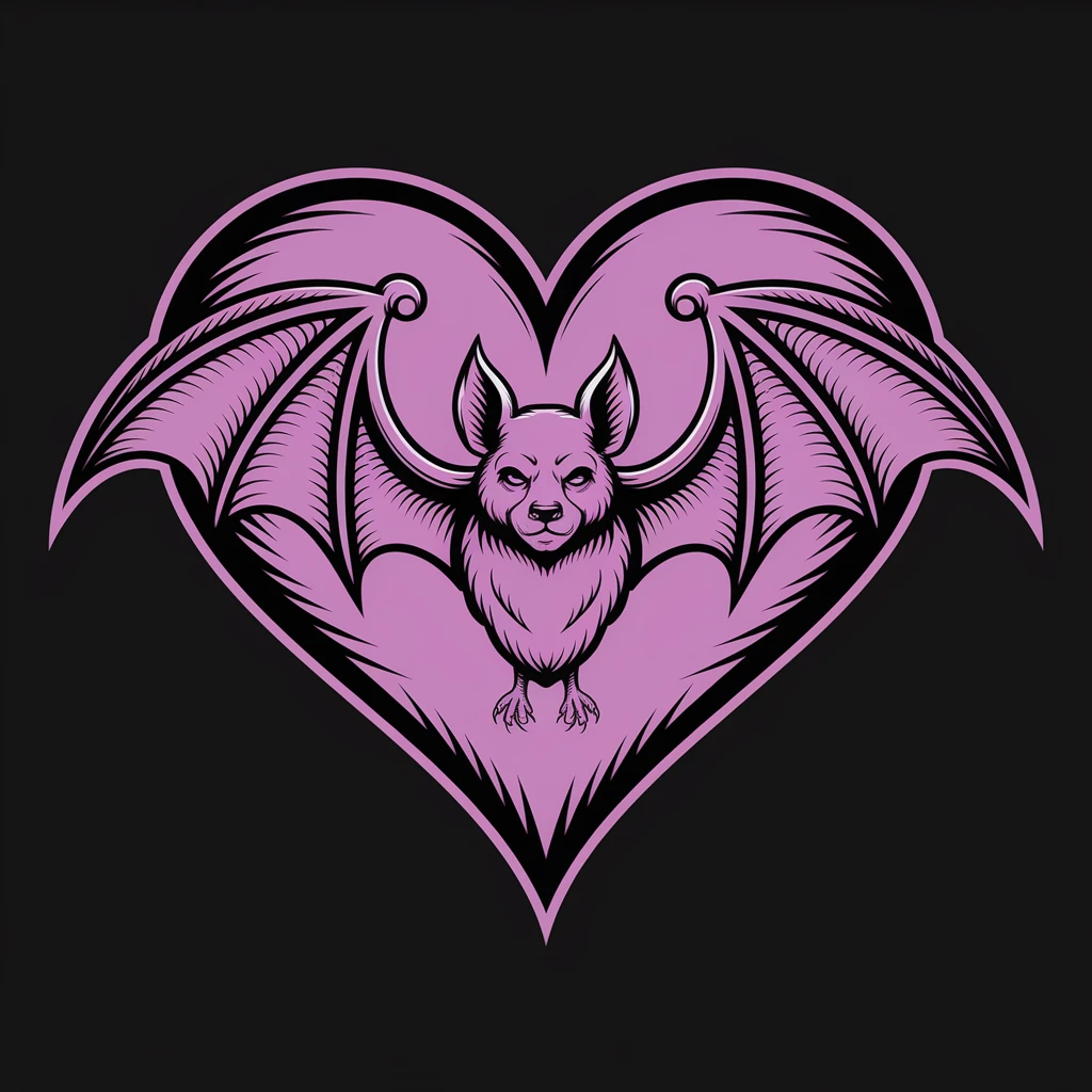 gothic heart with a bat motif emoji