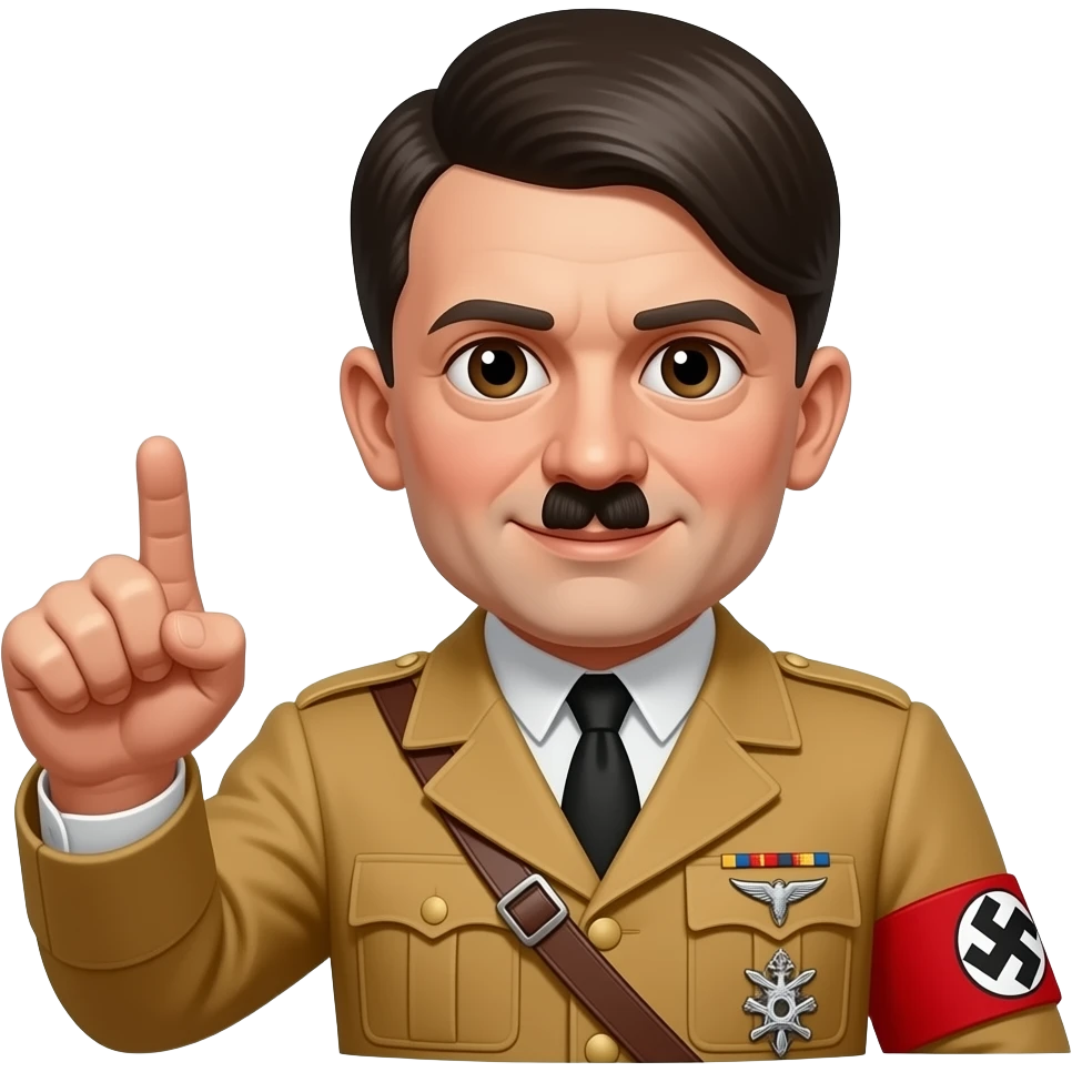 hitler holding a sing with the 'sorg.me' text emoji