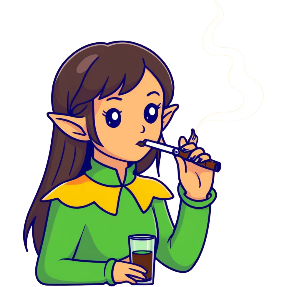 A brunette girl with medium straight hair and almost dark-skinnedis vaping elf bar emoji