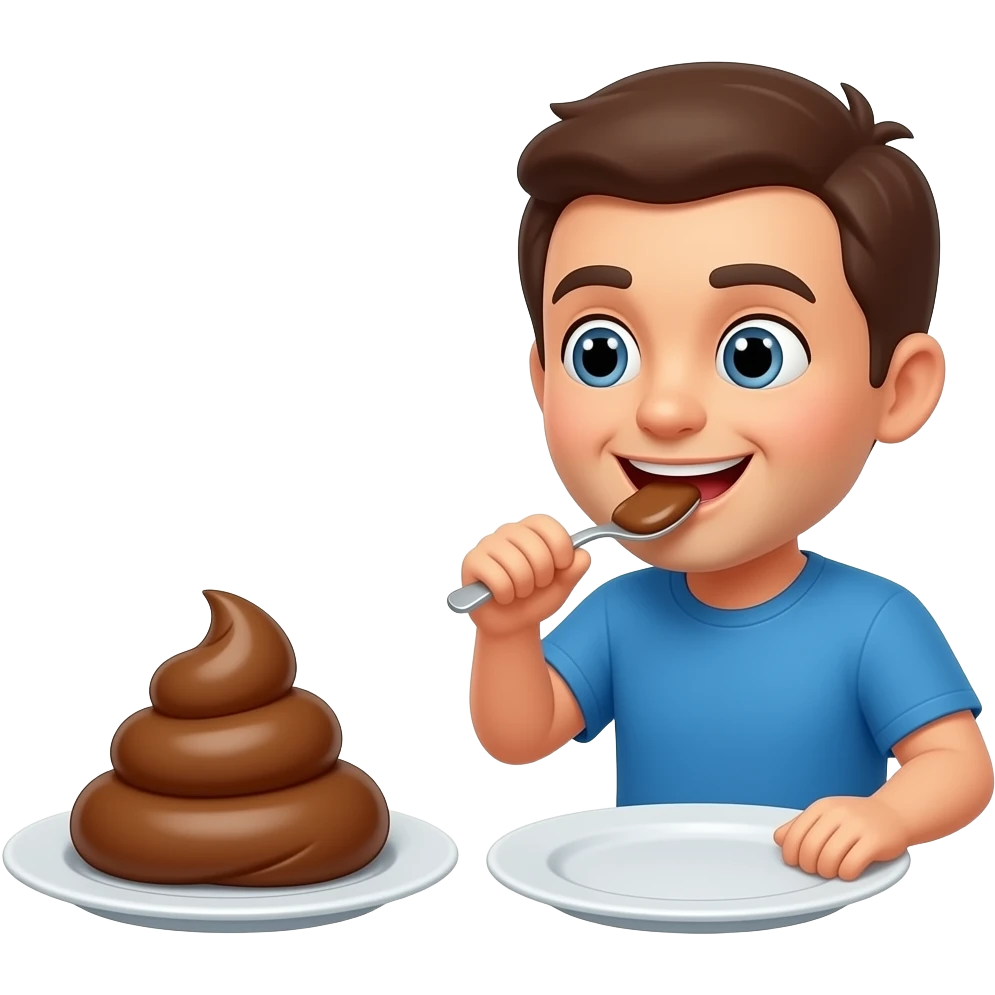 A poop on a plate and someone eating the plate emoji