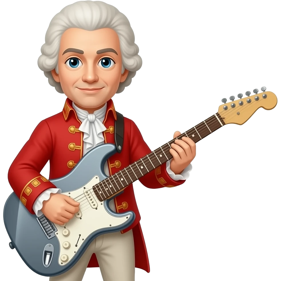 Mozart with metal electric guitar emoji