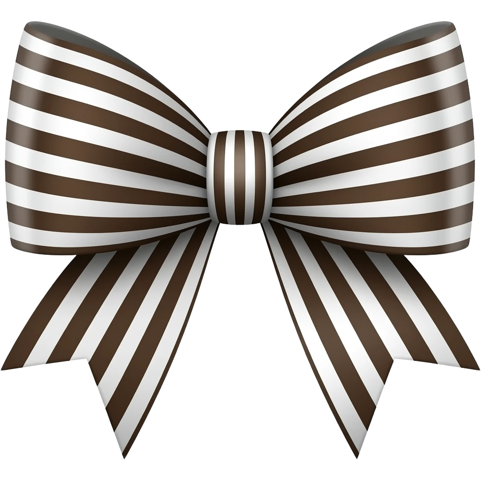 Dark brown and white striped bow emoji
