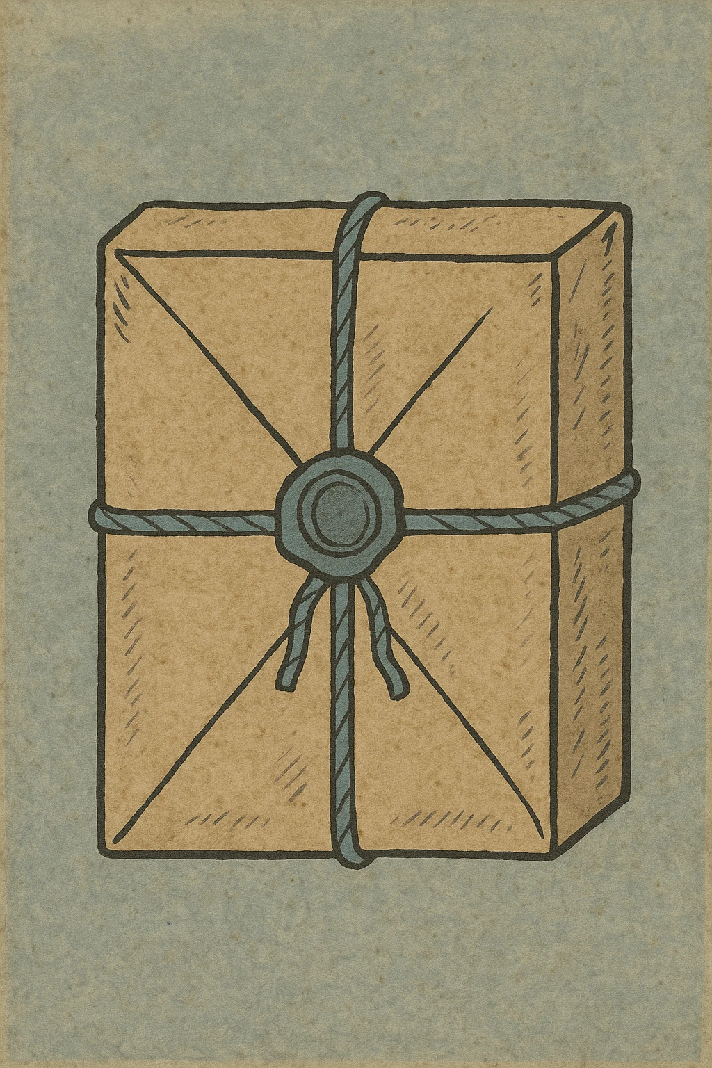 vintage brown paper wrapped parcel with wax seal, illustration, no text emoji