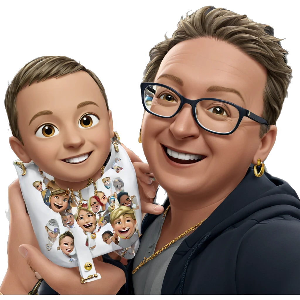 two boys smiling with jewelry emoji