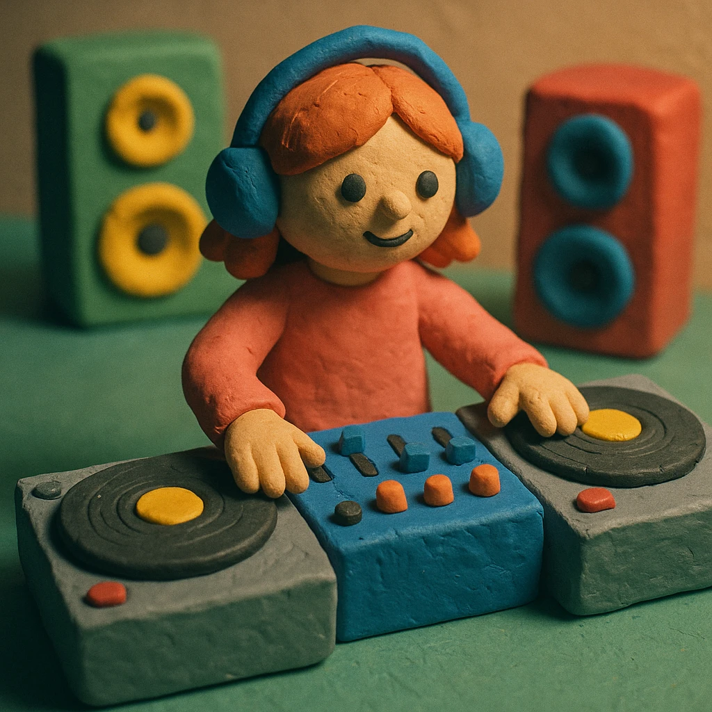 girl playing DJ set emoji