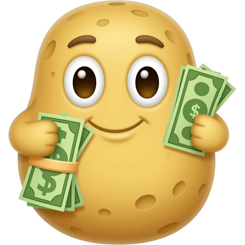 Potato holding money emoji
