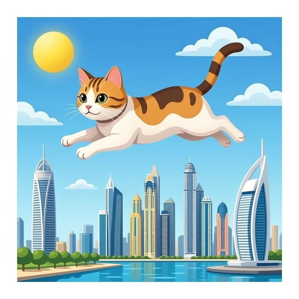 cat fly on dubai emoji