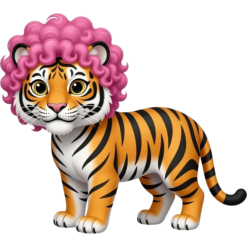 tiger with pink curly hair emoji