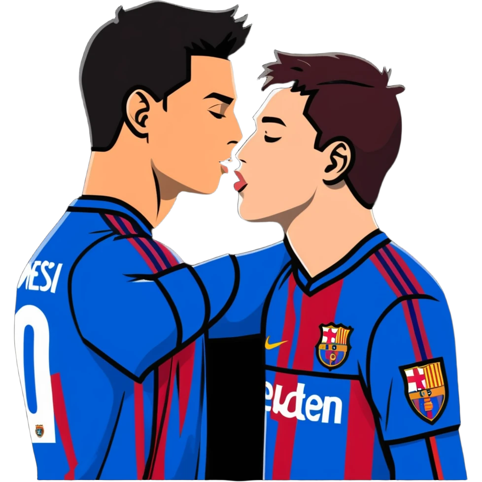 Ronaldo and Messi kissing emoji